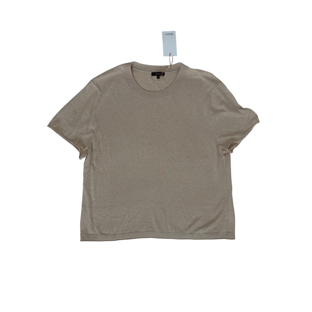Quince Organic Cotton Cashmere Short Sleeve Sweater Tee Oatmeal Beige XL NWT - Picture 3 of 11